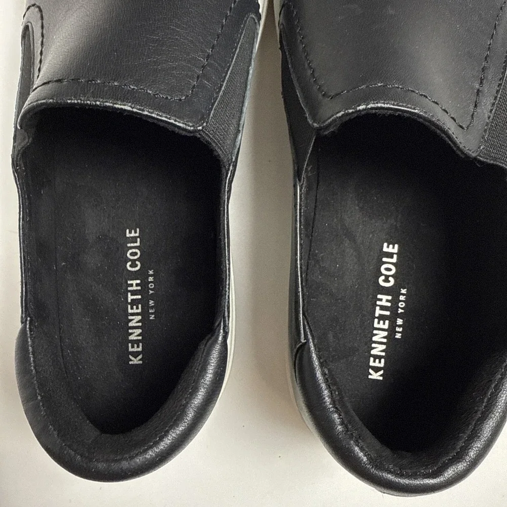 Kenneth Cole Leather Slip-on Sneakers Shoes Black White Sole Size 10 Women's - Picture 9 of 10